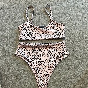 Nasty Gal Leopard Print Bikini Set - Pink and Black